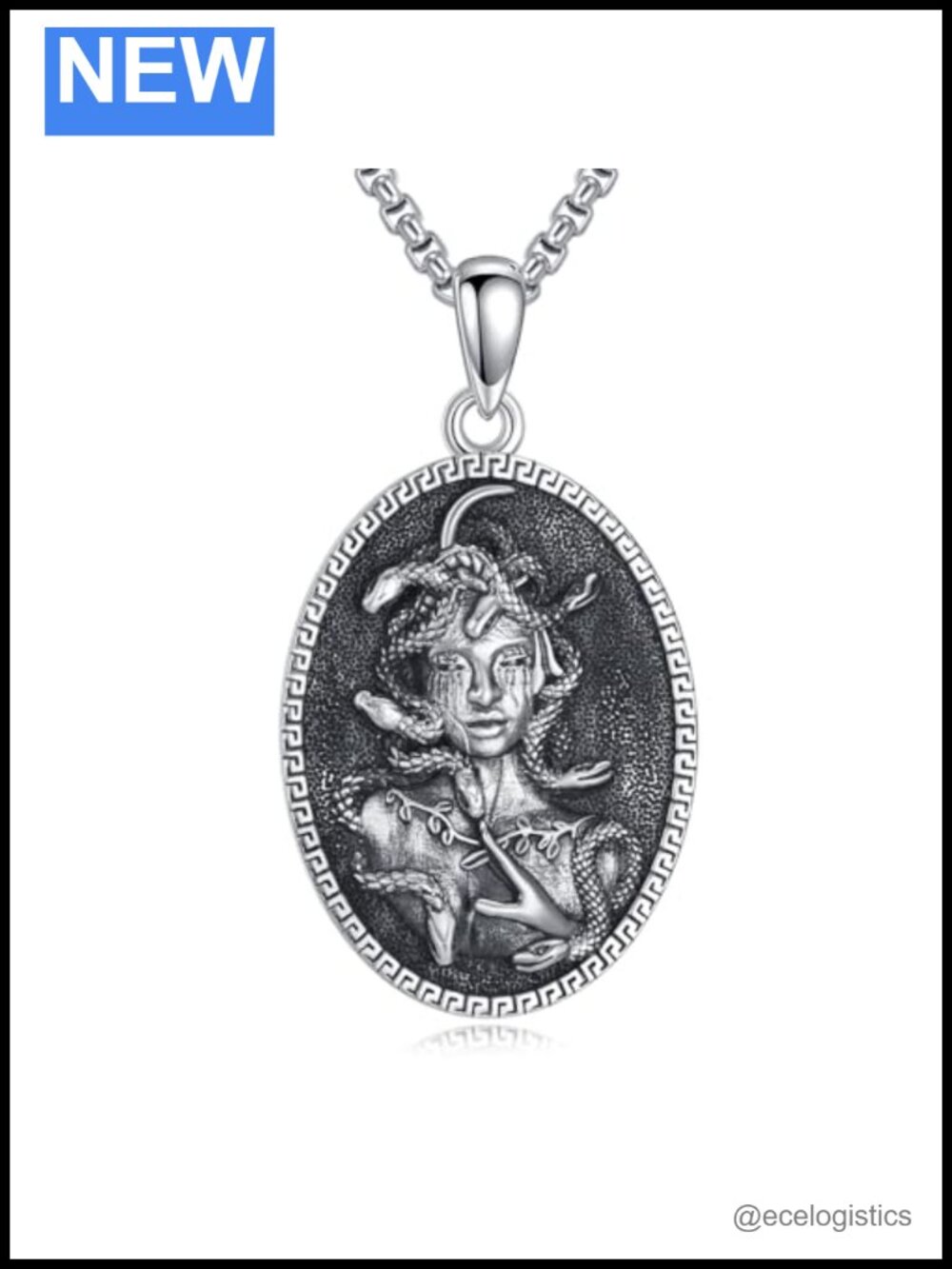 Sterling Silver Medusa Pendant Necklace Greek Goddess